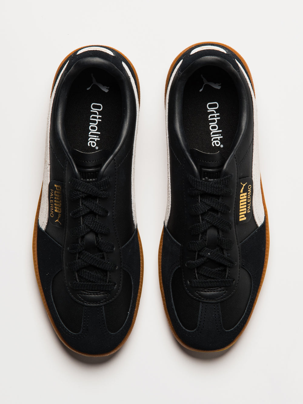 MENS PUMA PALERMO LEATHER SNEAKER - BLACK/FEATHER GRAY/GUM