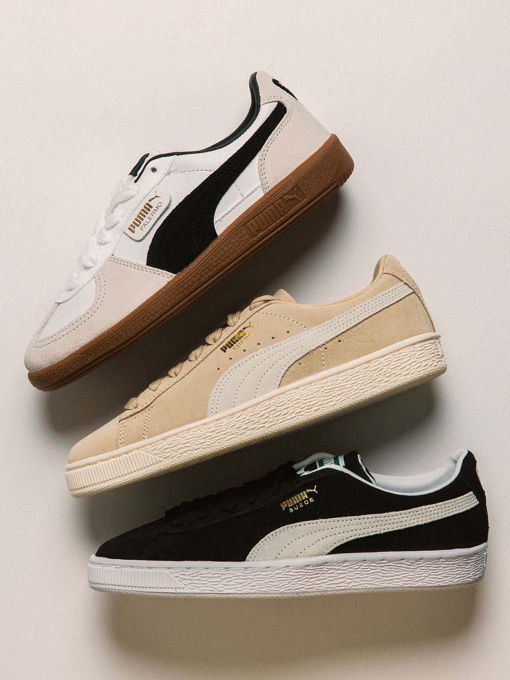 WOMENS PUMA PALERMO LEATHER SNEAKER - WHITE/VAPOR GRAY/BLACK/GUM