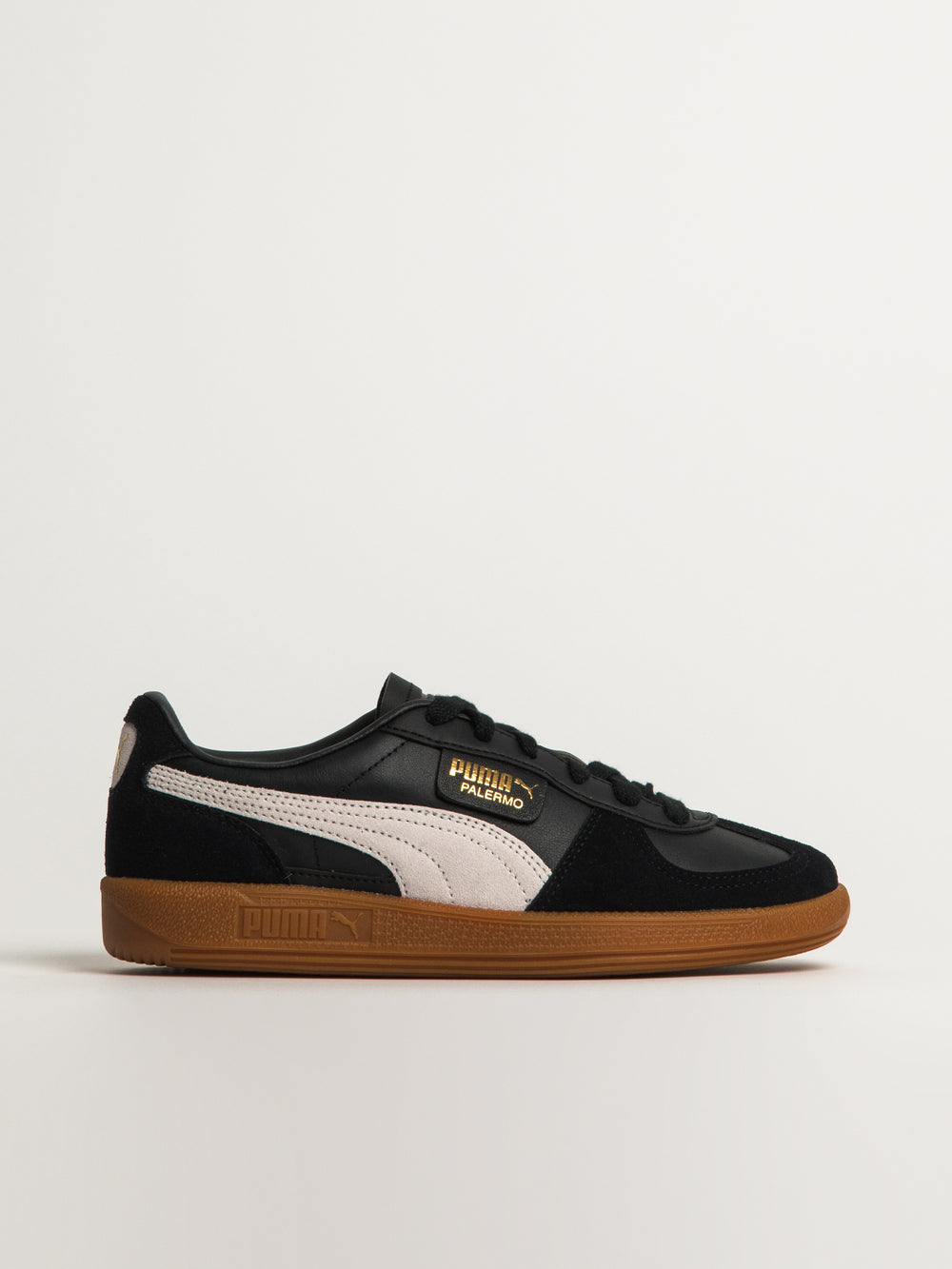 WOMENS PUMA PALERMO LEATHER SNEAKER - BLACK/FEATHER GRAY/GUM