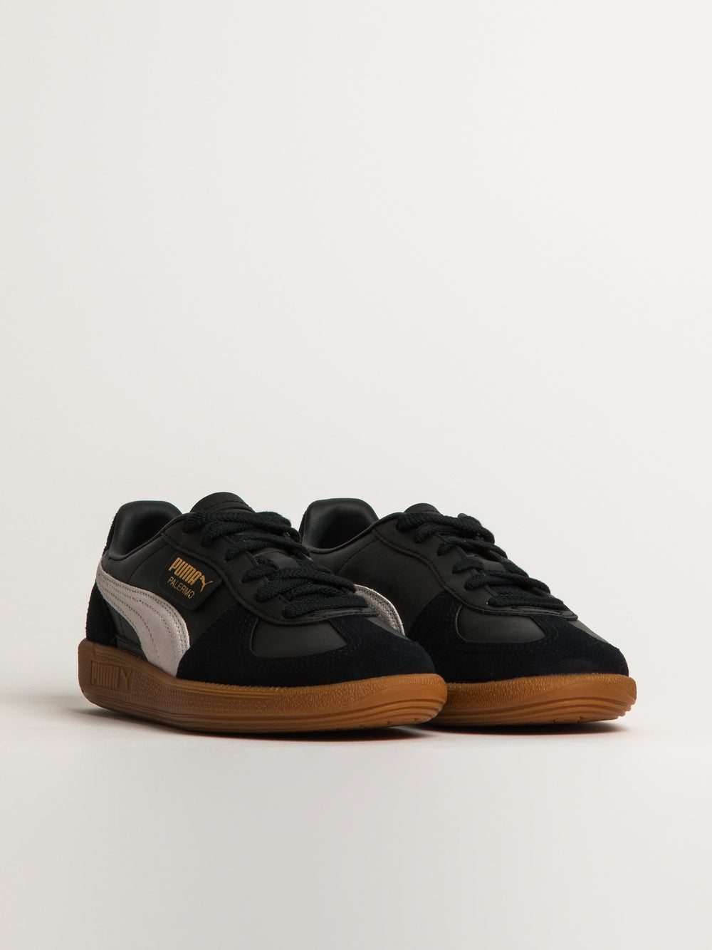 WOMENS PUMA PALERMO LEATHER SNEAKER - BLACK/FEATHER GRAY/GUM