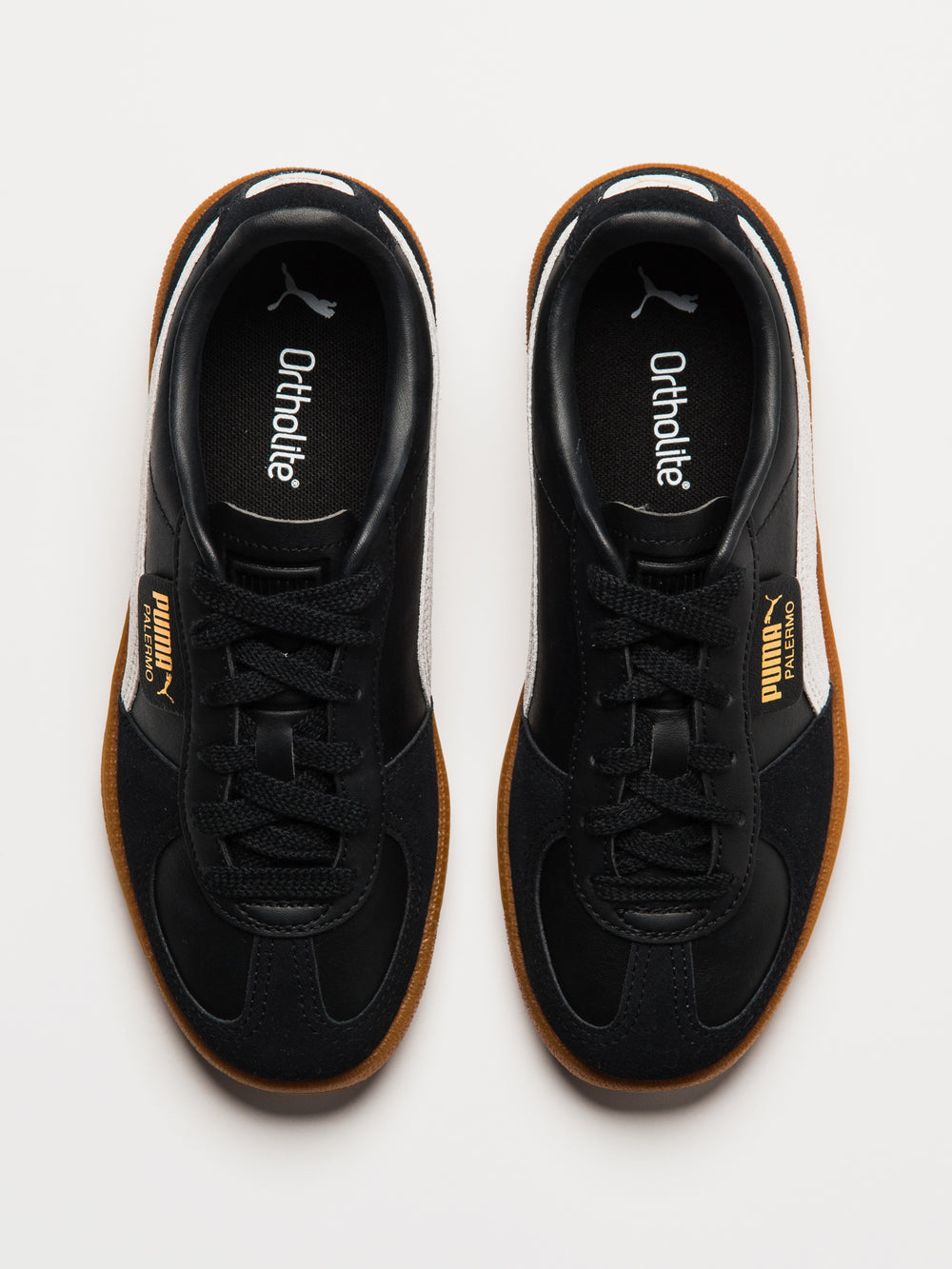 WOMENS PUMA PALERMO LEATHER SNEAKER - BLACK/FEATHER GRAY/GUM