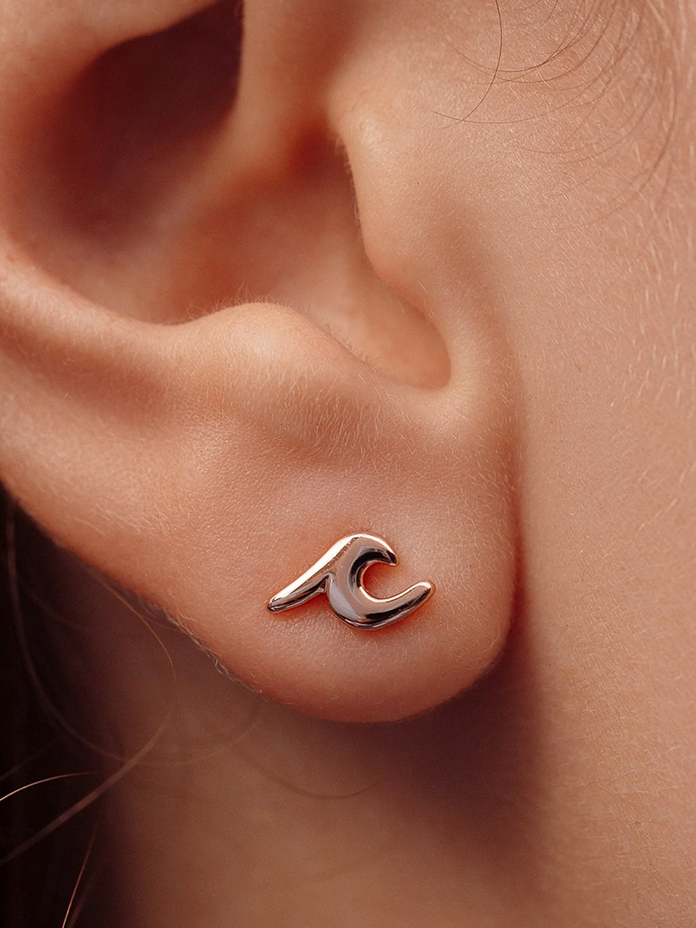 PURA VIDA WAVE STUD EARRINGS ROSE GOLD - CLEARANCE