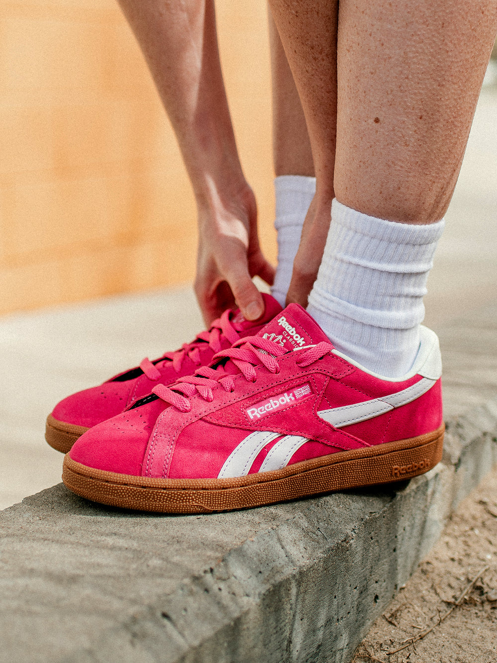 WOMENS REEBOK CLUB C GROUNDS UK SNEAKER - PINK