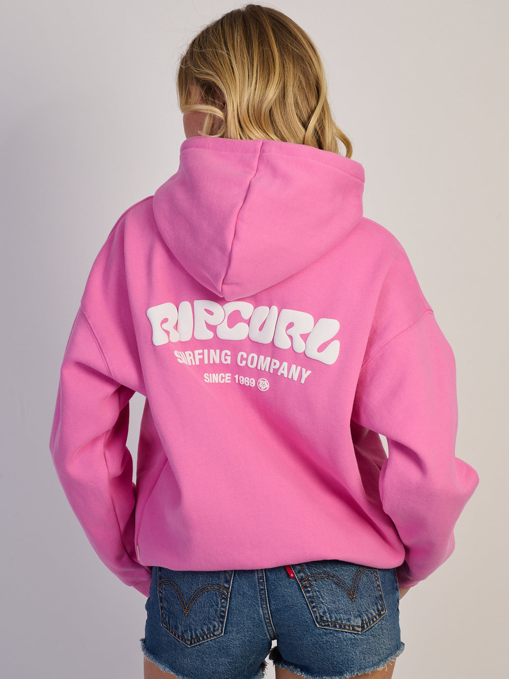 RIP CURL SURF PUFF HERITAGE HOODIE - PINK