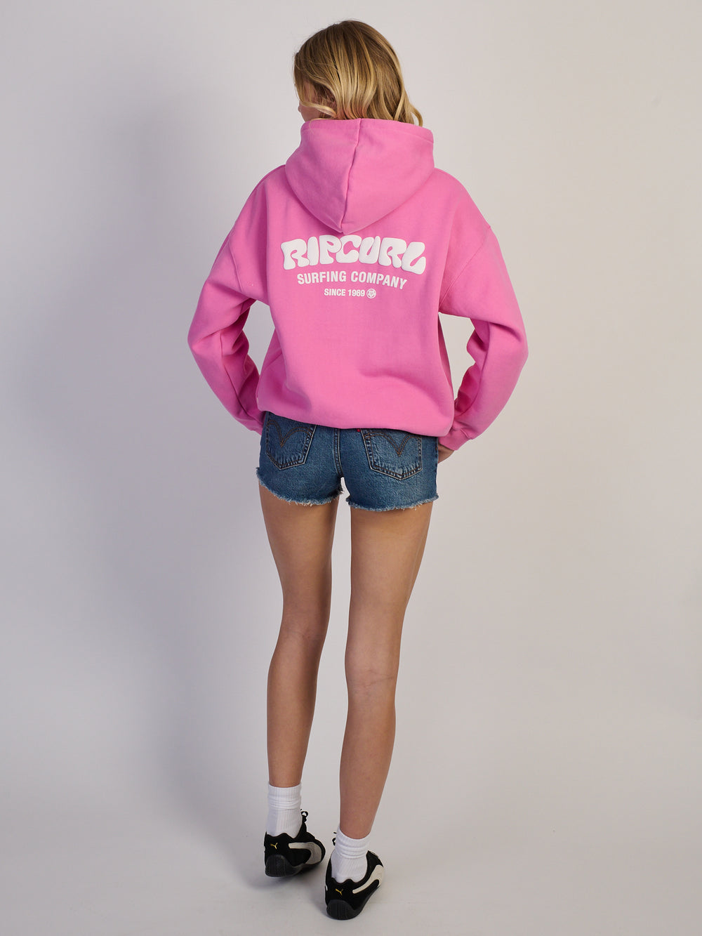 RIP CURL SURF PUFF HERITAGE HOODIE - PINK