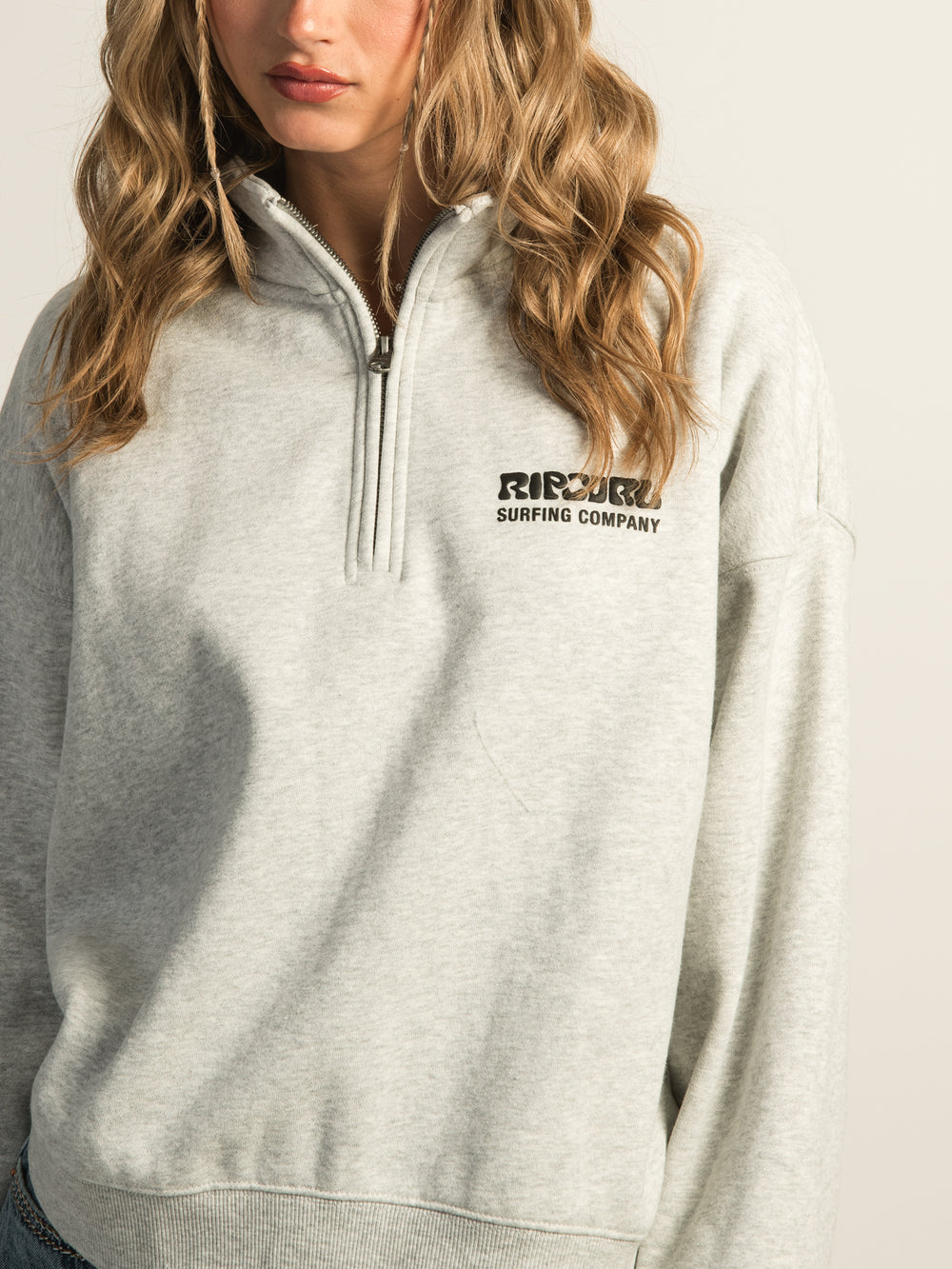 RIP CURL SURF PUFF QUARTER ZIP - GREY