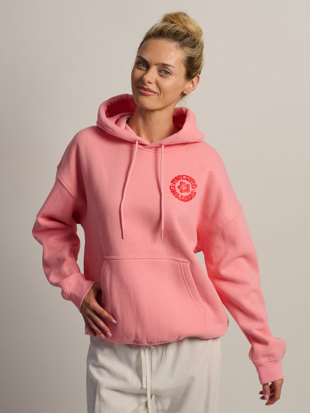 RIP CURL SURF PUFF HERITAGE HOODIE - PINK