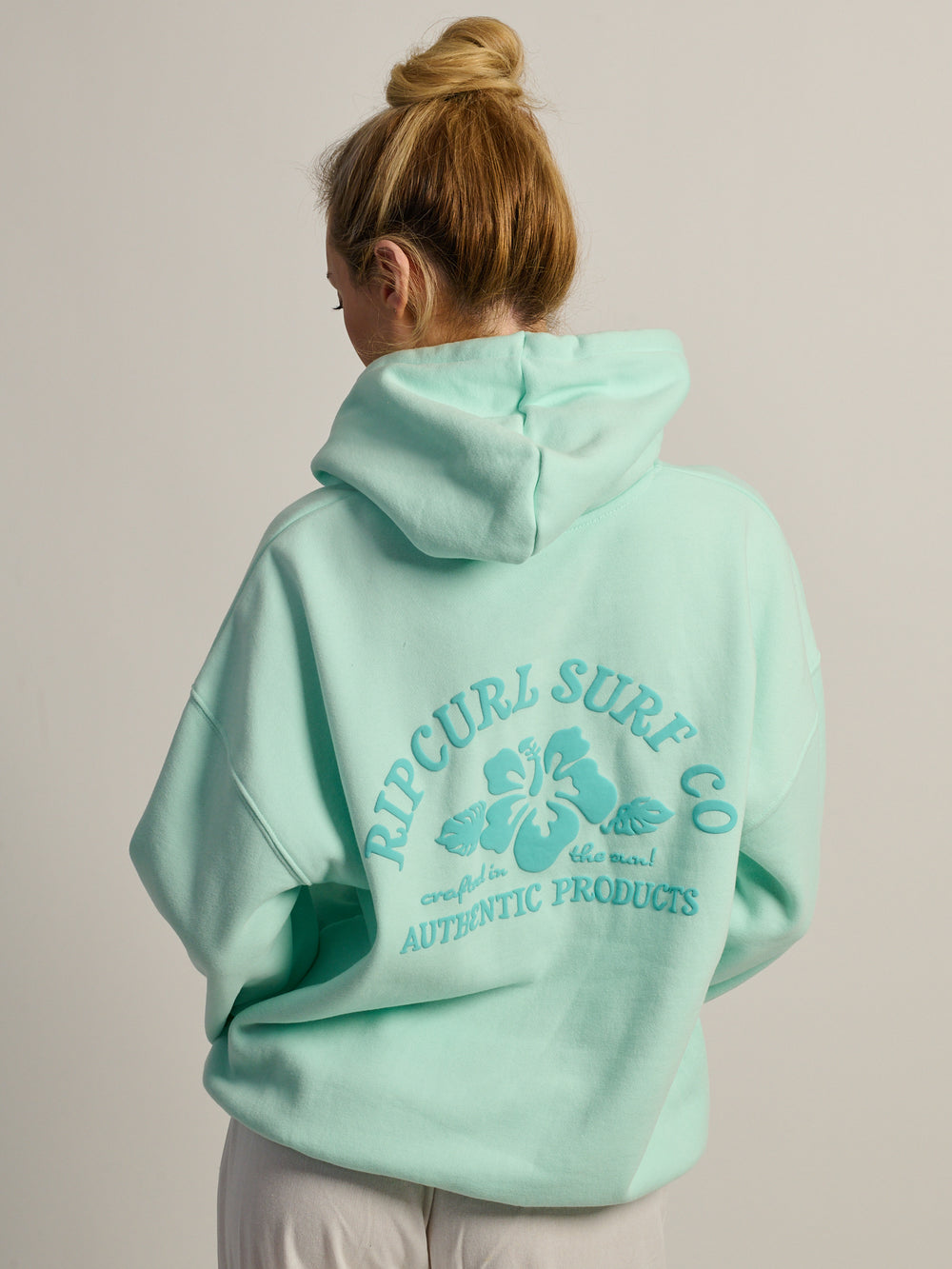 RIP CURL SURF PUFF HERITAGE HOODIE - LIGHT BLUE