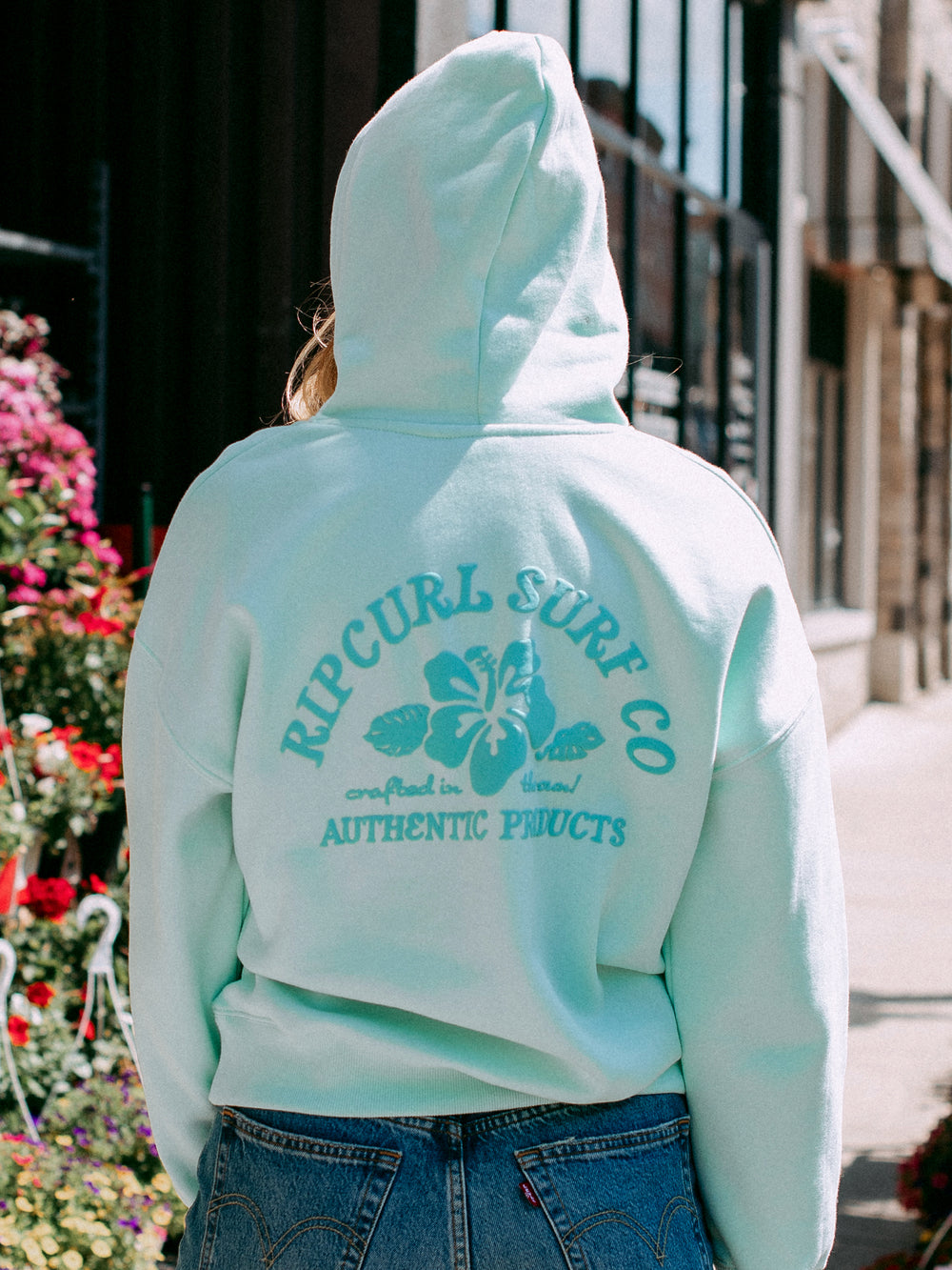 RIP CURL SURF PUFF HERITAGE SWEAT À CAPUCHE - BLEU CLAIR