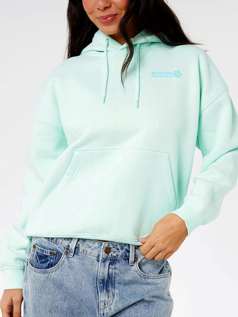 RIP CURL SURF PUFF HERITAGE HOODIE - LIGHT BLUE