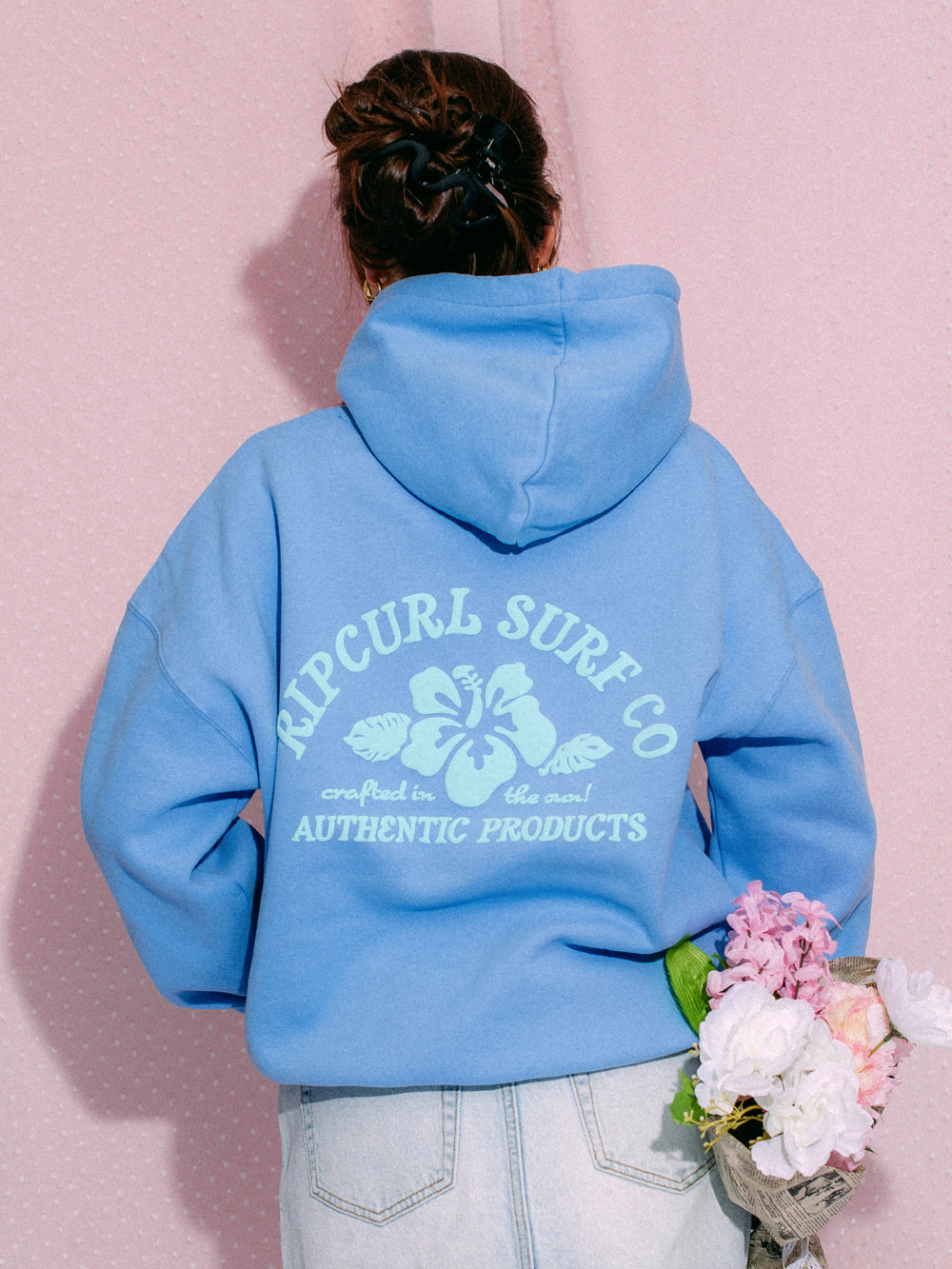 RIP CURL SURF PUFF HERITAGE HOODIE - BLUE