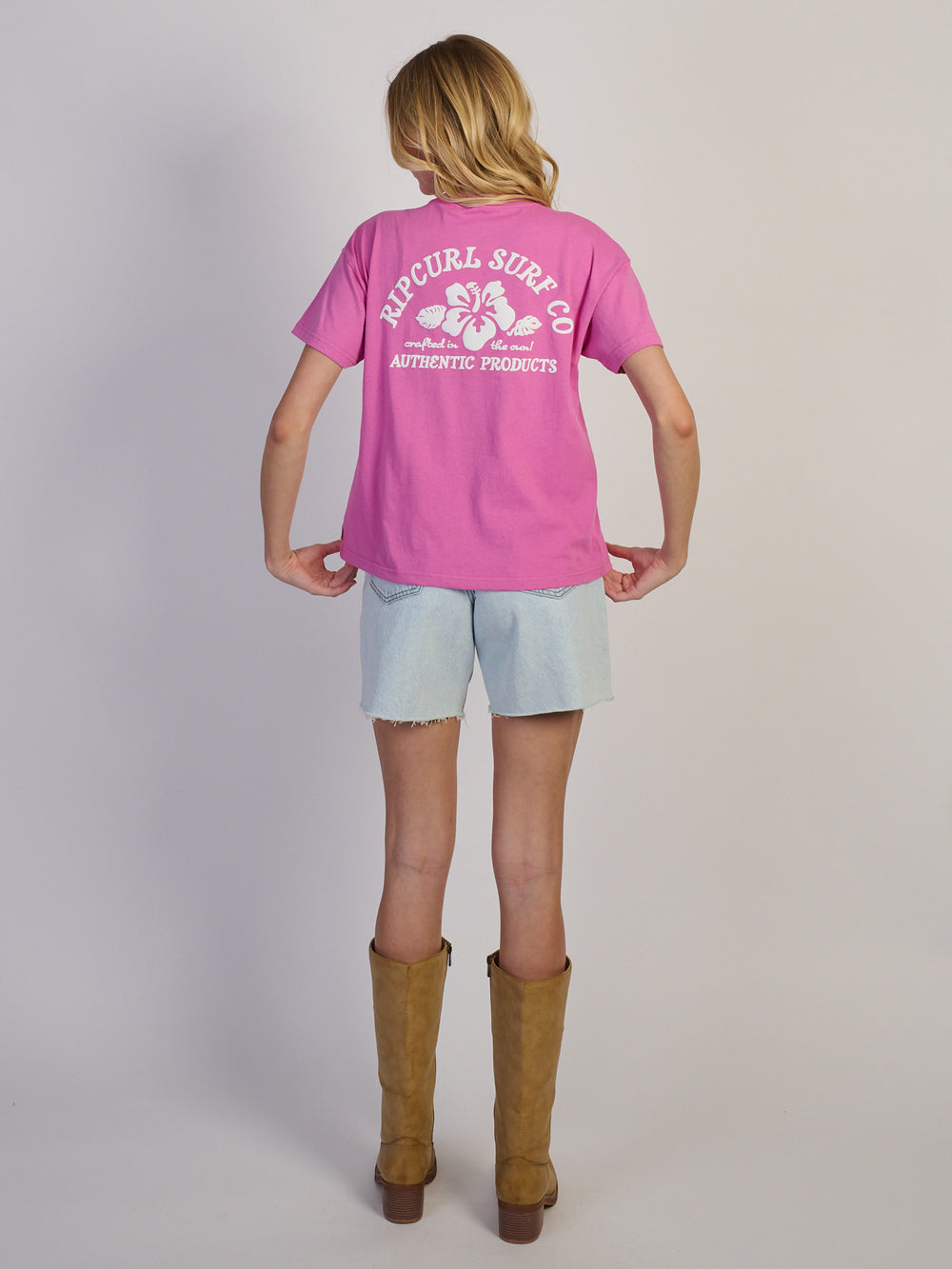 RIP CURL SURF PUFF PARTY PK RELAXED TEE - ROSE