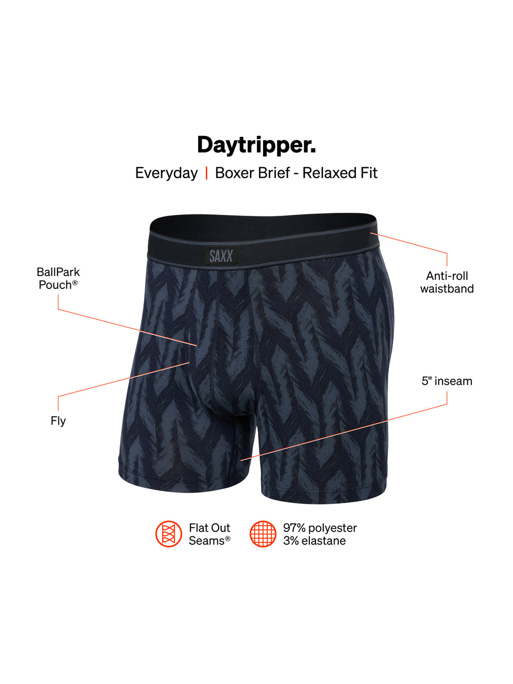 BOXER SAXX DAYTRIPPER - IKAT CHEVRON