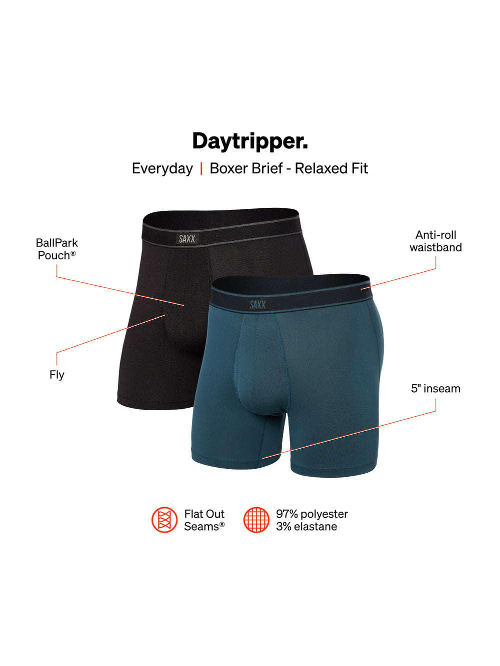 SAXX SAXX DAYTRIPPER BOXER BRIEF 2PK - STORM - Boathouse