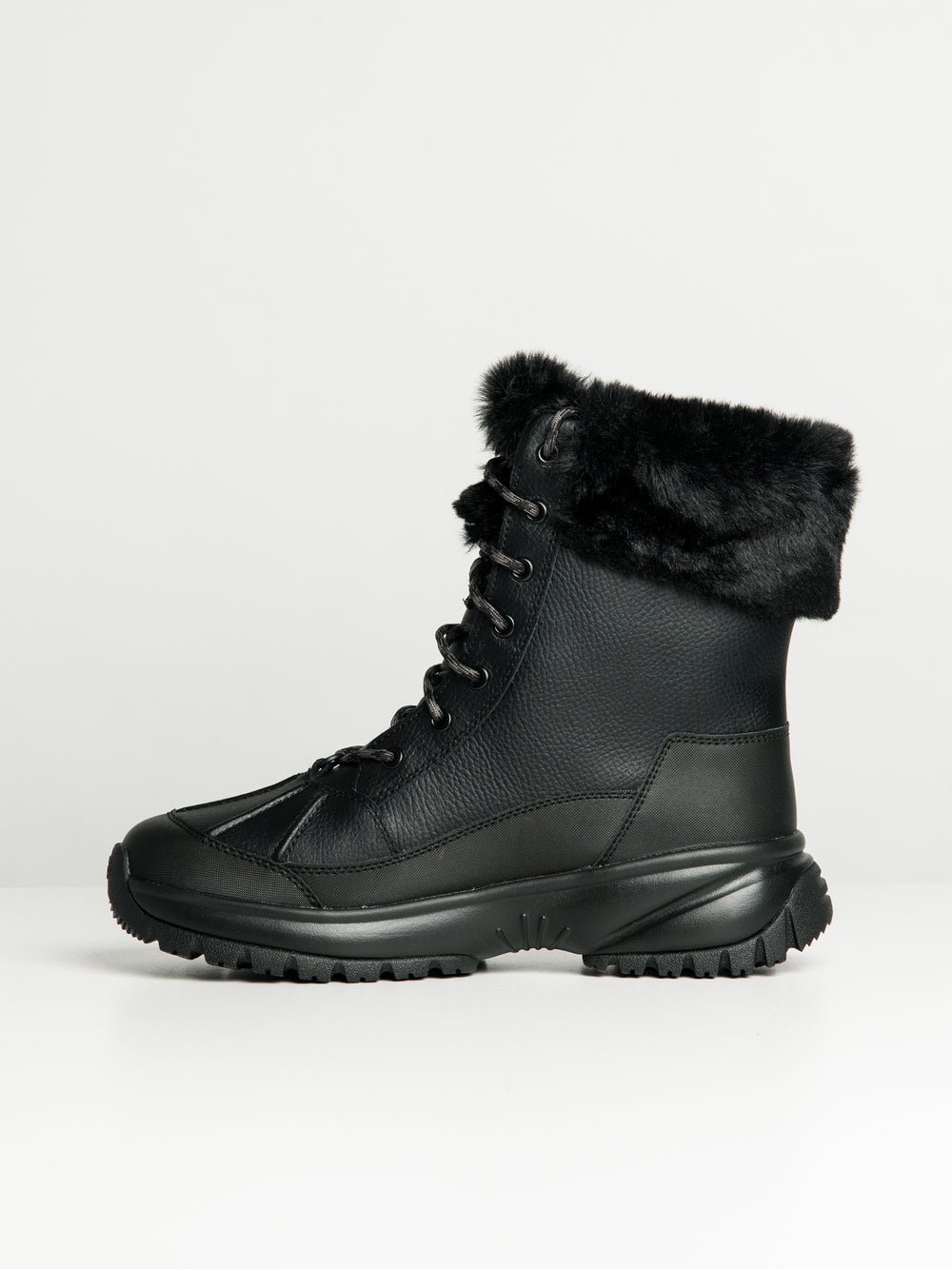 WOMENS UGG YOSE FLUFF BOOT - BLACK