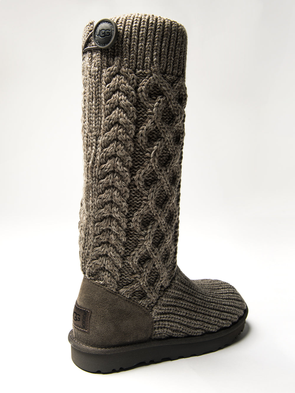 WOMENS UGG CLASSIC CARDI CABLED KNIT BOOT - GREY