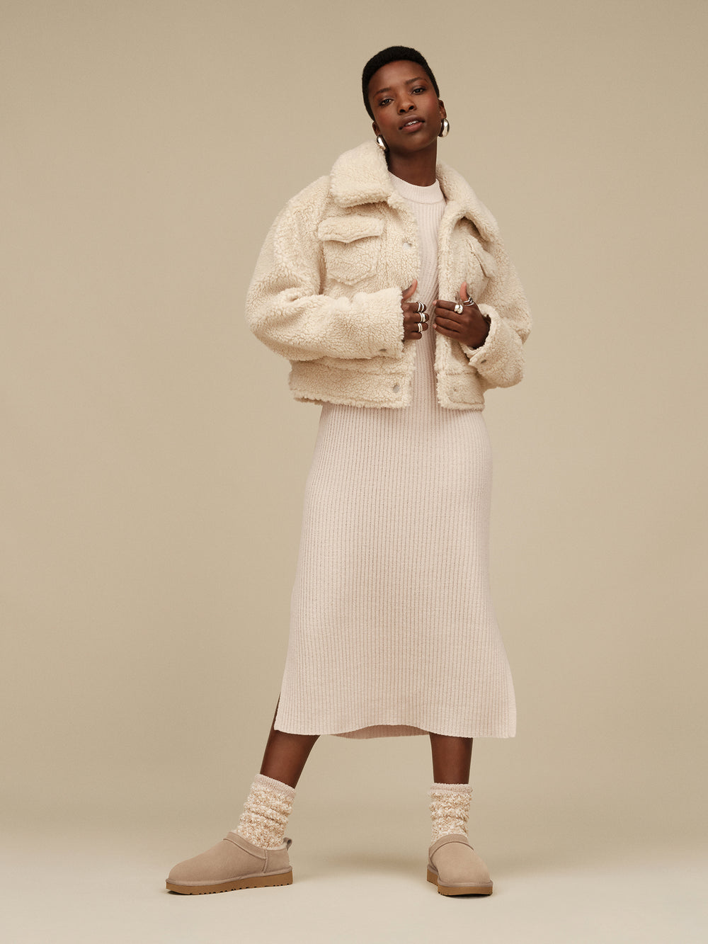 WOMENS UGG CLASSIC MICRO SLIPPER - SAND