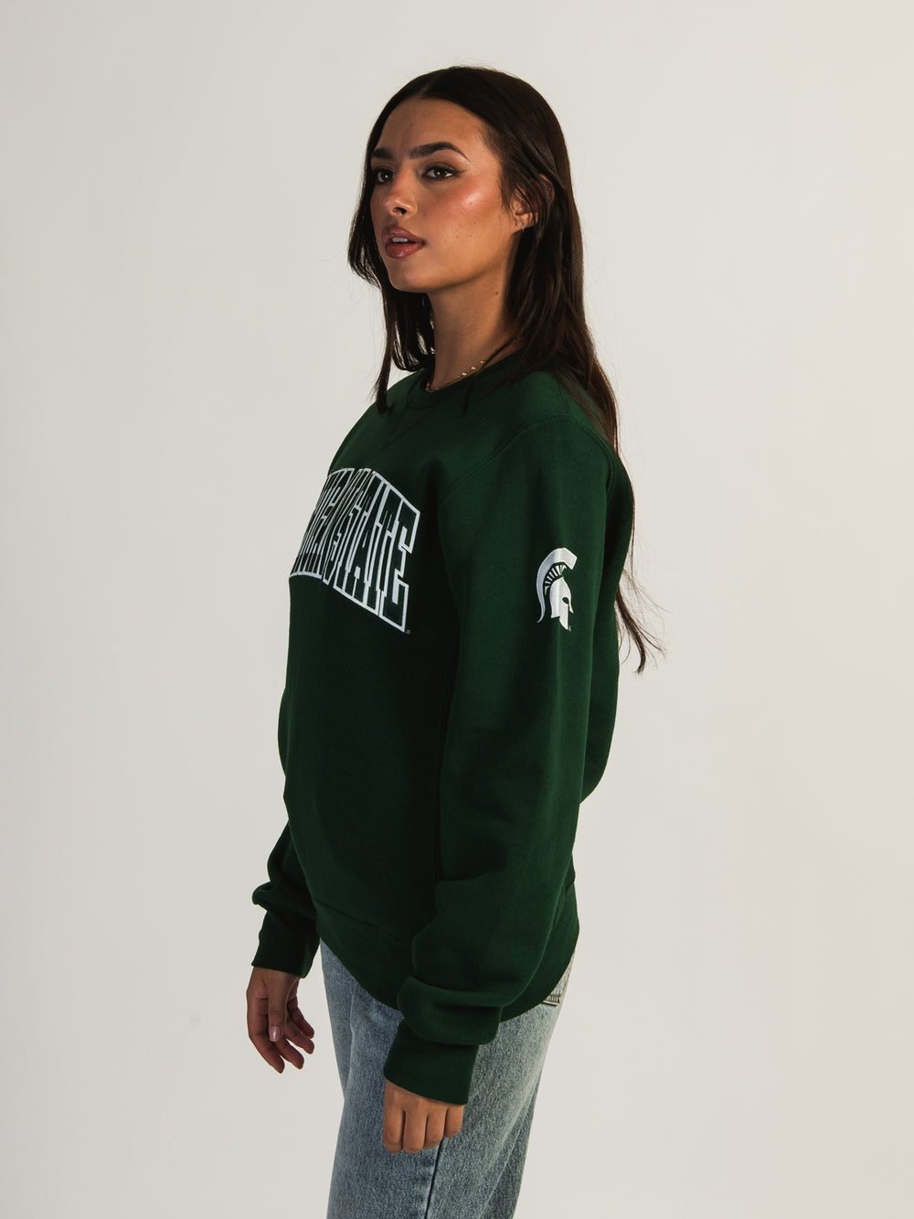 NCAA MICHIGAN STATE SLEEVE EMBROIDERED CREW