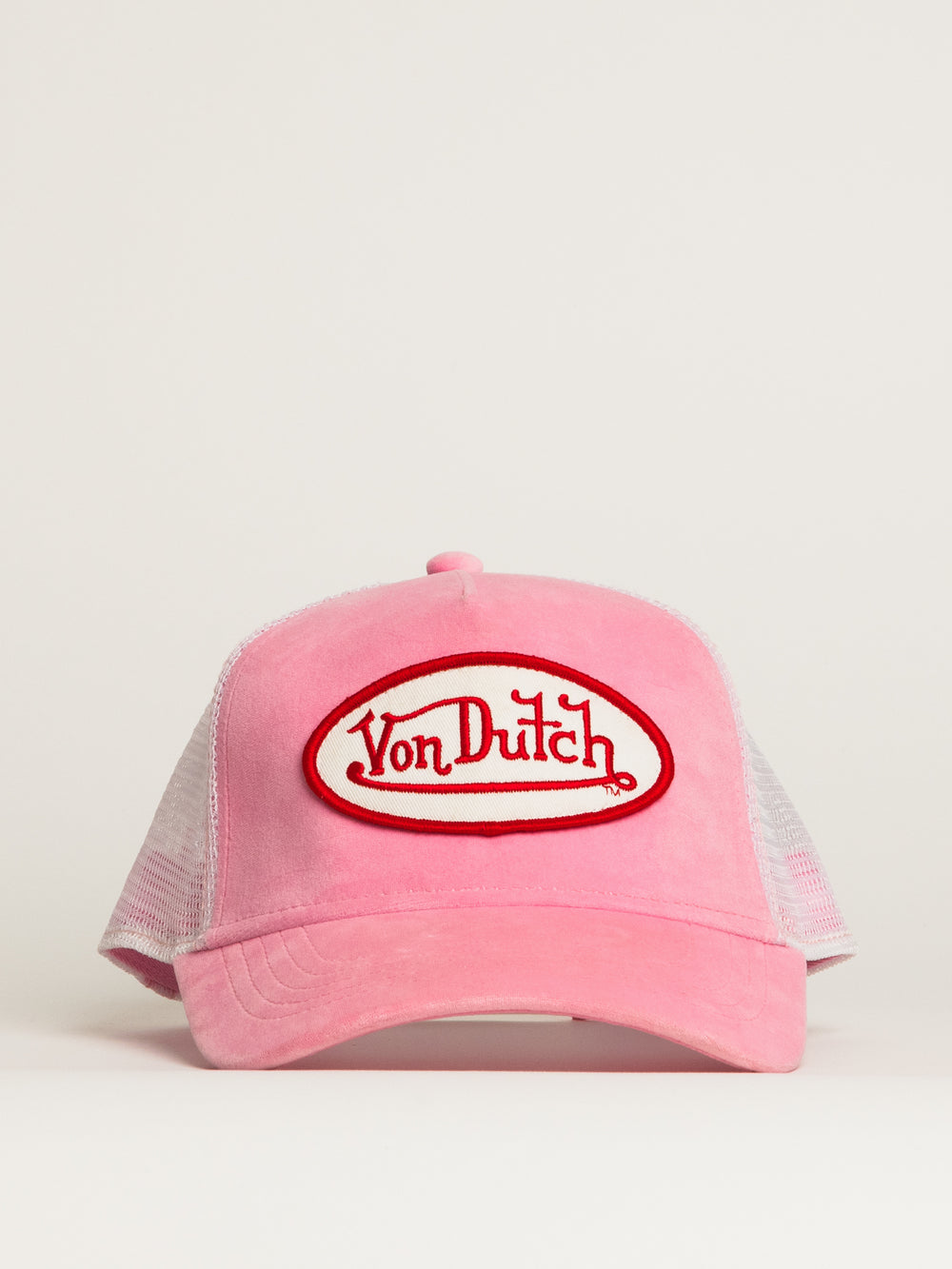 VON DUTCH VELVET TRUCKER HAT - PINK