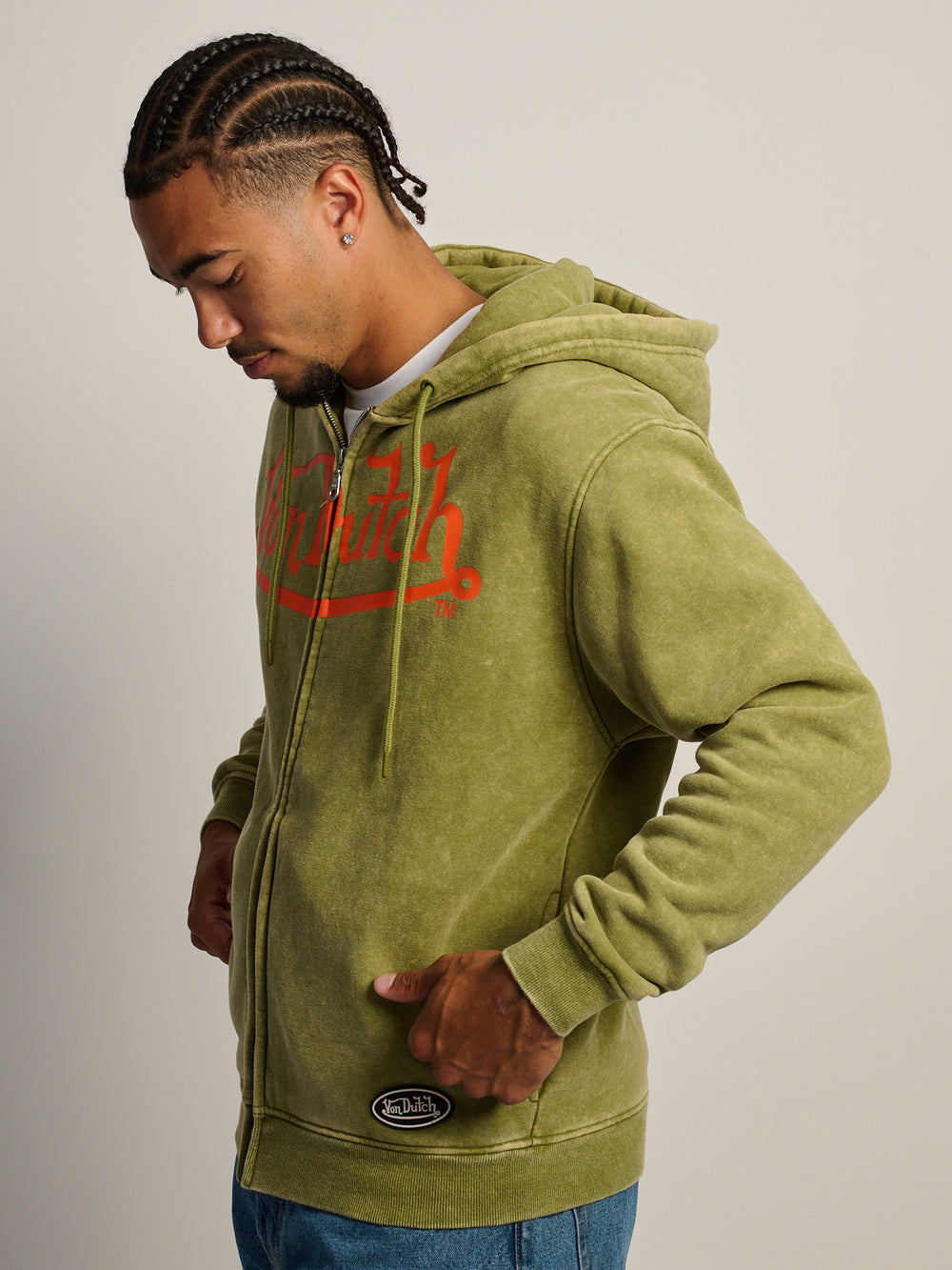 VON DUTCH FULL ZIP WASH HOODIE