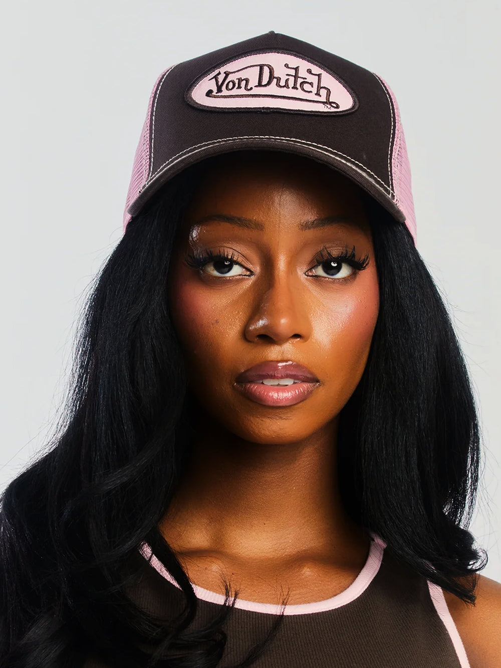 VON DUTCH VON DUTCH STAPLE TRUCKER HAT - BLACK PINK - Boathouse
