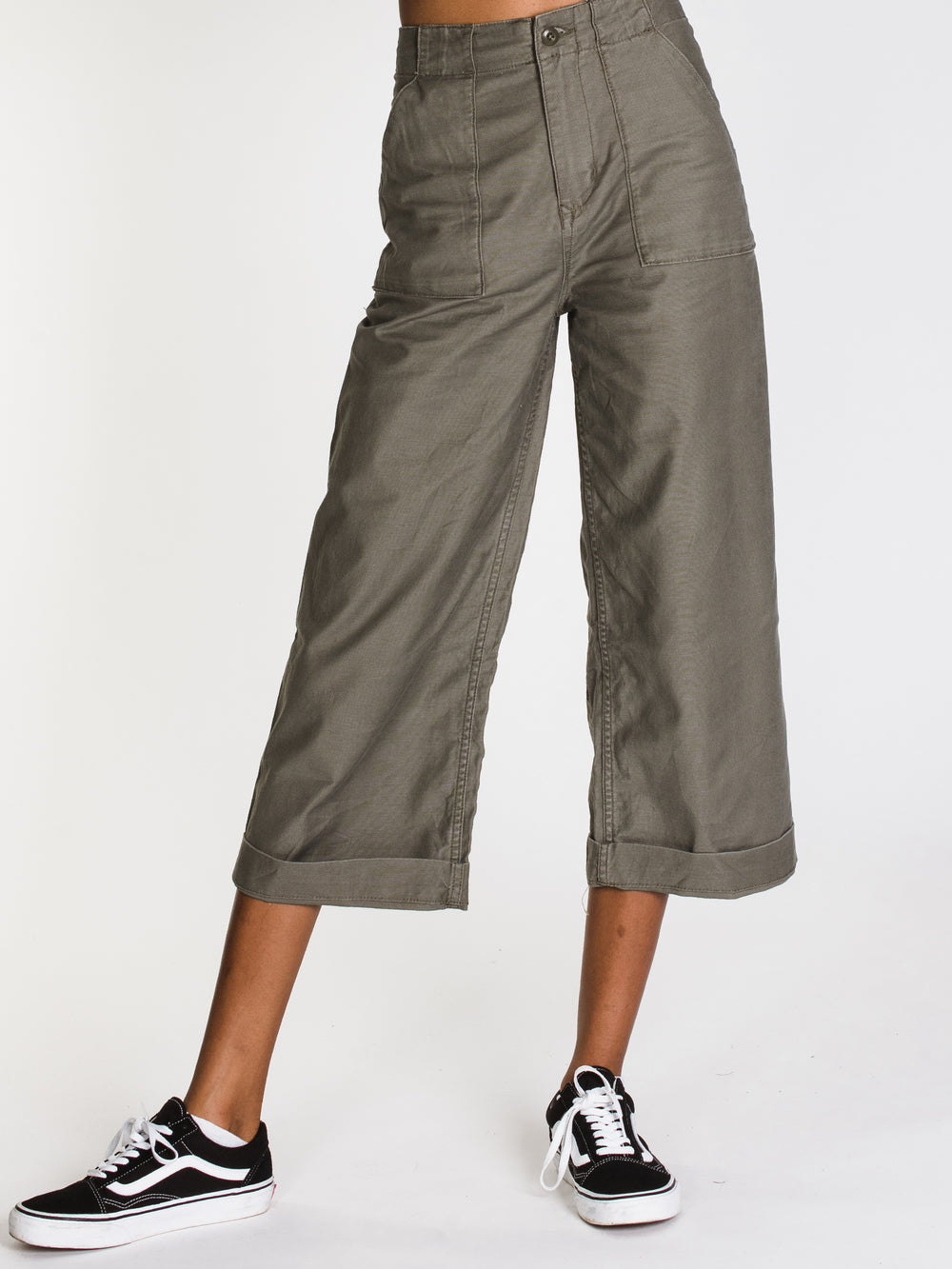 WOMENS ARMY WHALER WIDE LEG - OLIVE - CLEARANCE