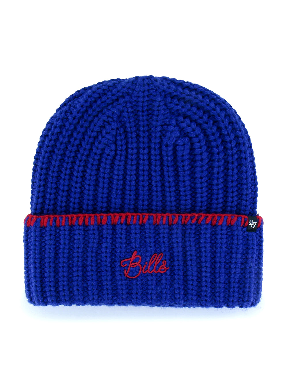 47 BLANKET STITCH CUFF KNIT BILLS BEANIE - BLUE