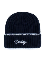 47 BLANKET STITCH CUFF KNIT COWBOY BEANIE - NAVY