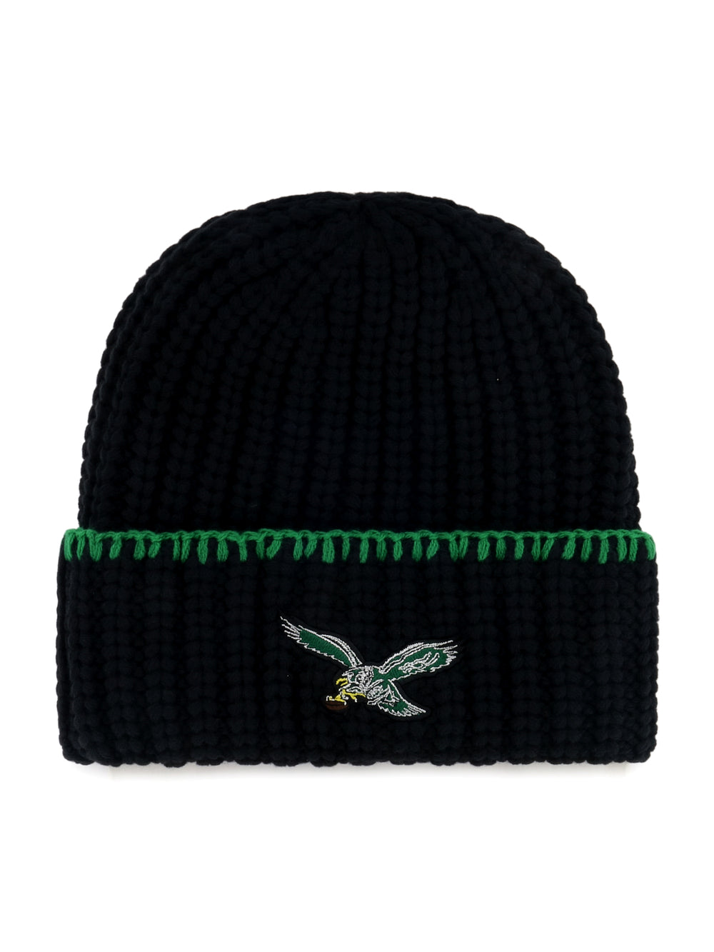 47 BLANKET STITCH CUFF KNIT EAGLES BEANIE - BLACK