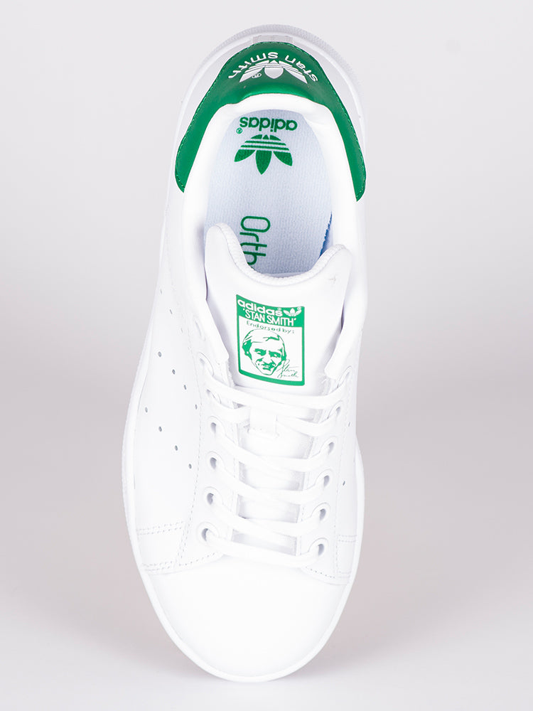 WOMENS ADIDAS STAN SMITH WHITE/GREEN SNEAKERS - CLEARANCE