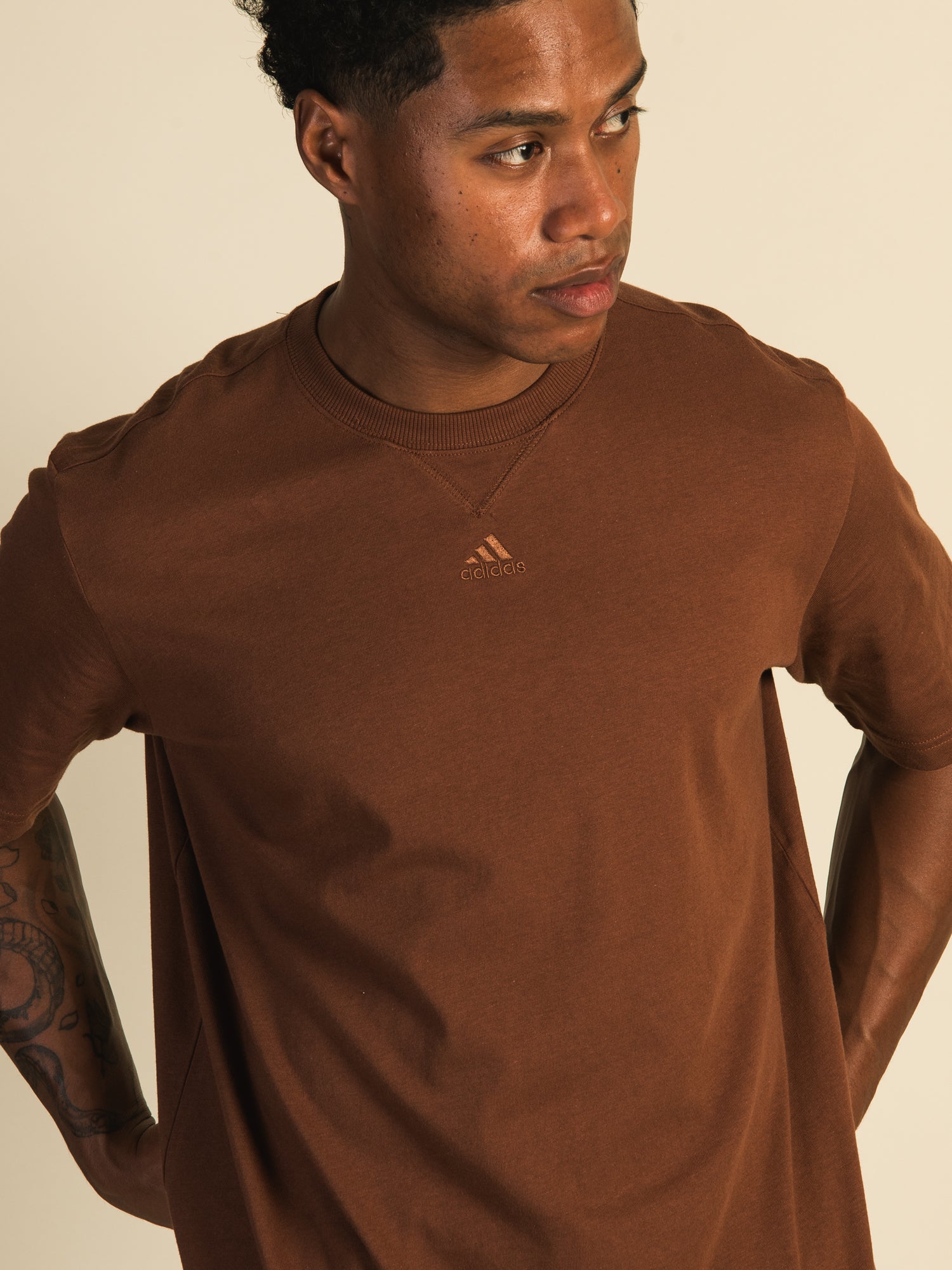 Adidas brown cheap t shirt