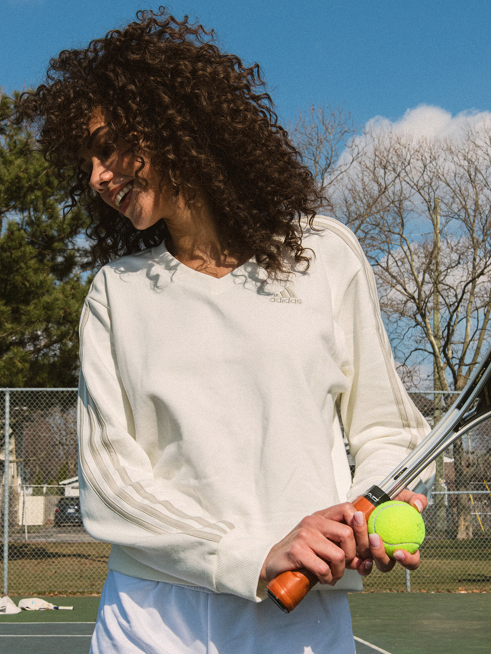 ADIDAS ESSENTIAL 3-STRIPE VNECK SWEATER - Main Image