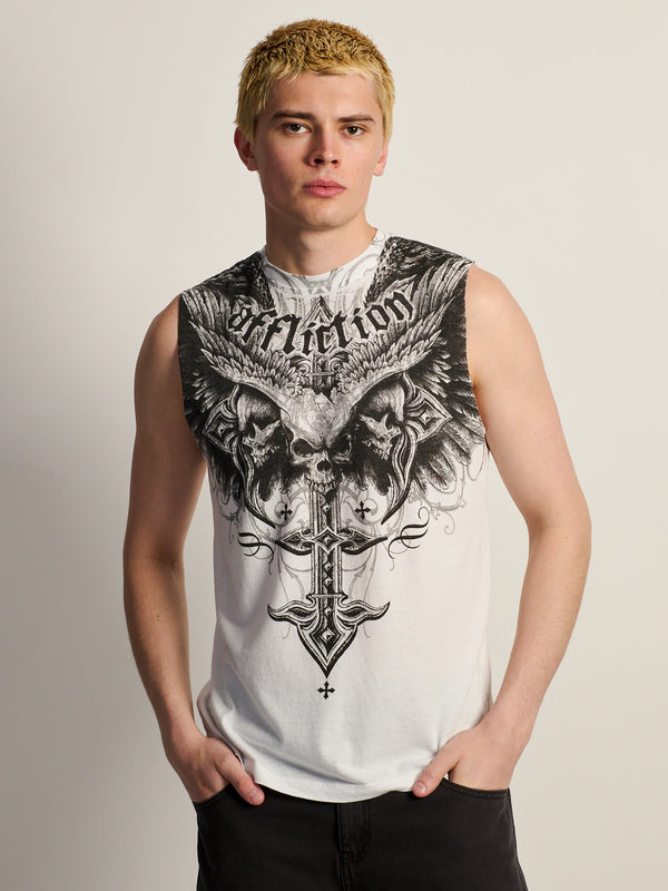 AFFLICTION DEATH EYES MUSCLE TANK -BLANC