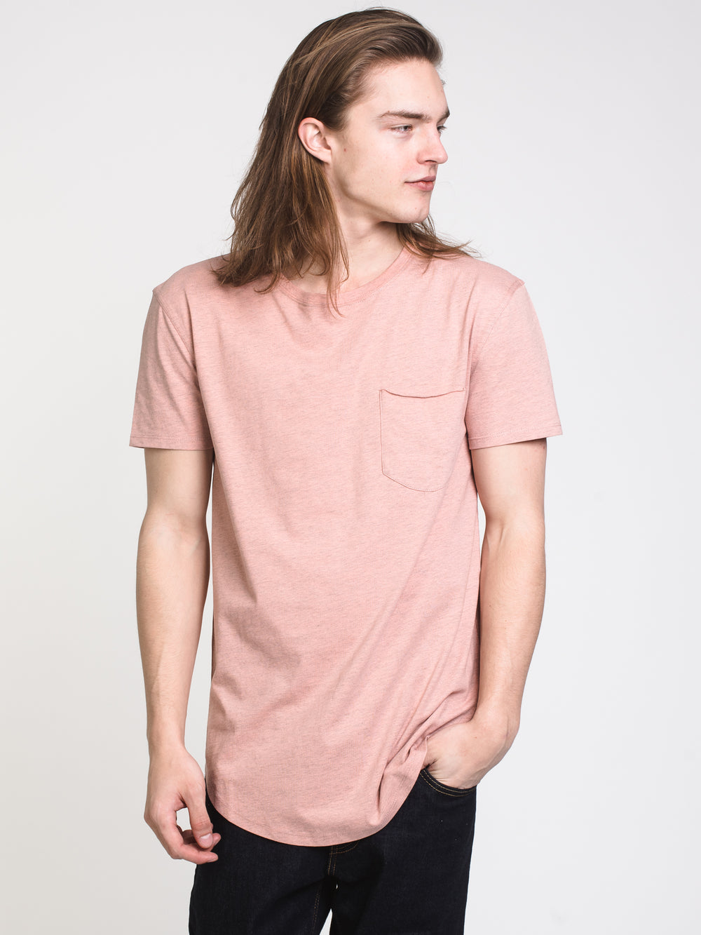 MENS LONGLINE T - PINK - CLEARANCE