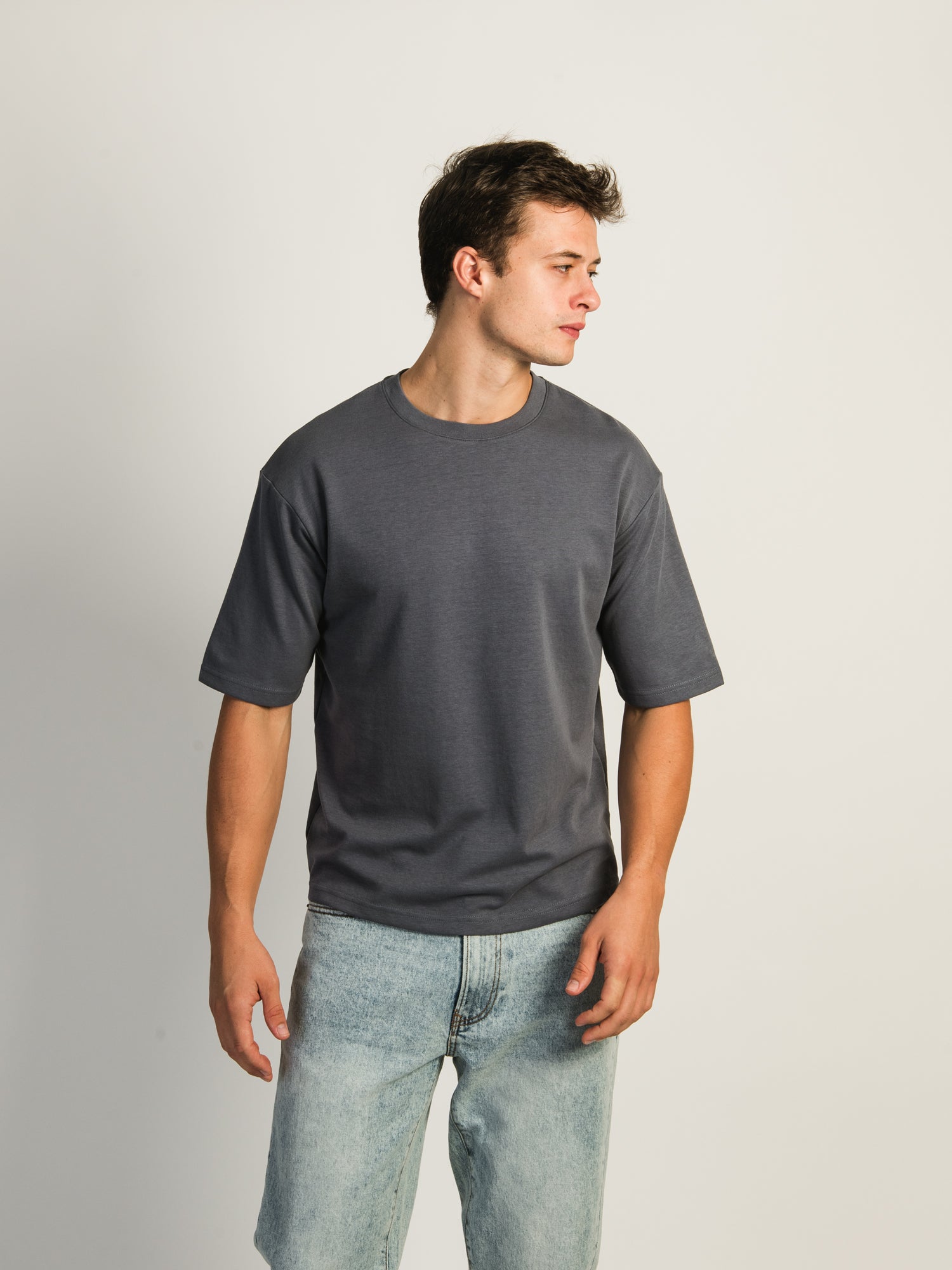 BOXY FIT TEE- DUSTY BLUE - CLEARANCE