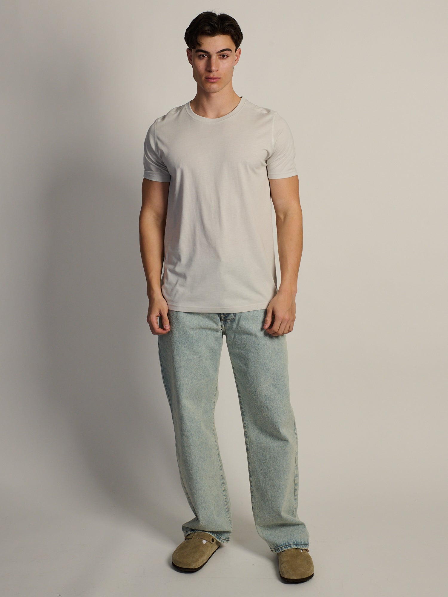 VICTOR CREWNECK TEE - LIGHT GRAY