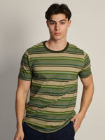 VICTOR CREWNECK TEE - GREEN STRIPE