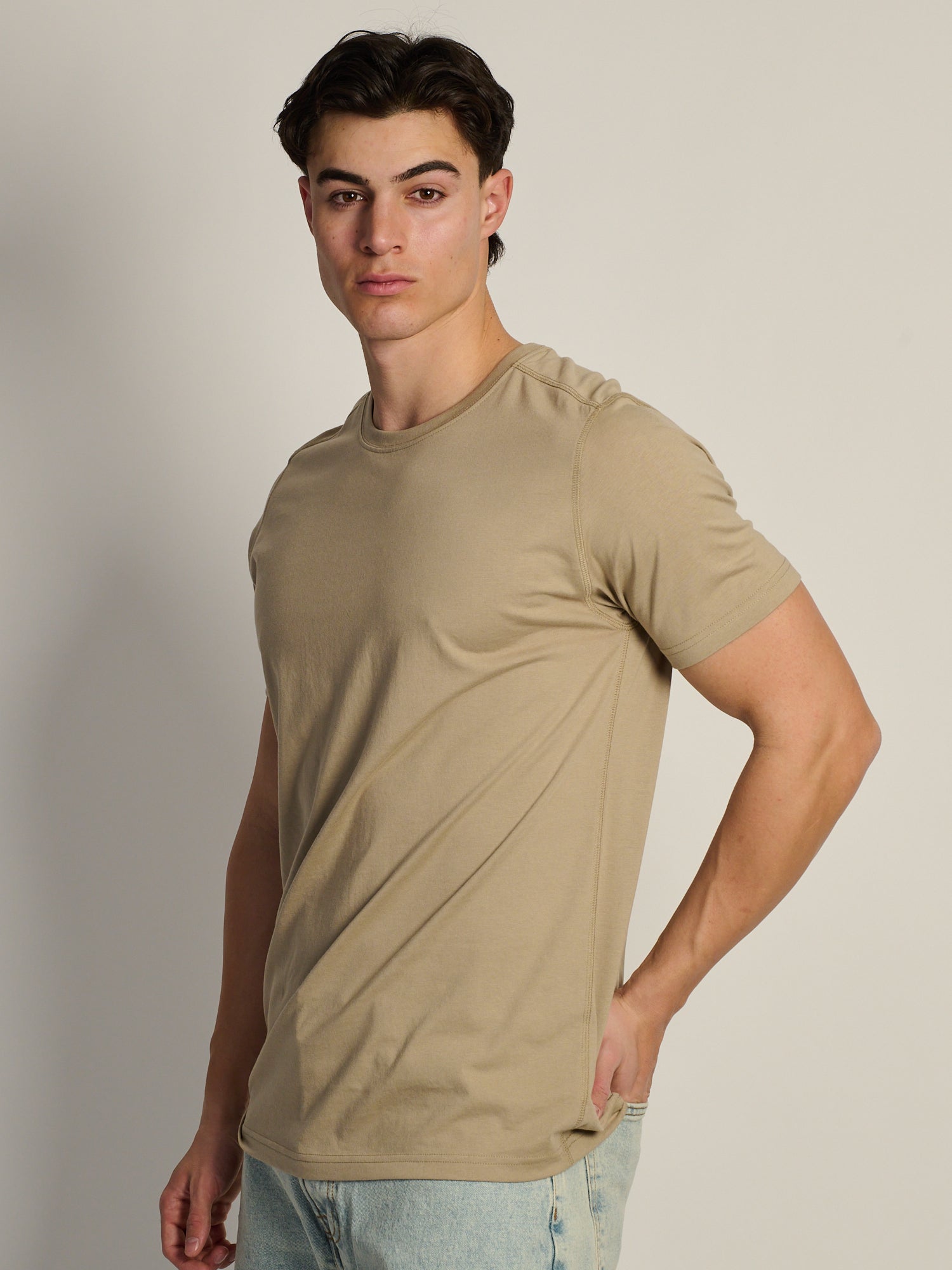 VICTOR CREWNECK TEE - TAUPE