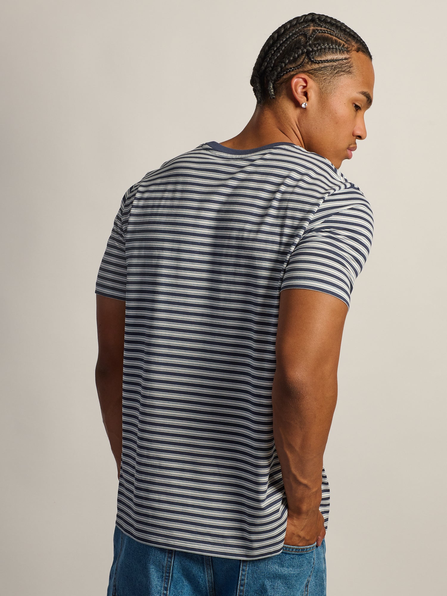 T-SHIRT À COL ROND VICTOR RAYÉ BOATHOUSE - CARBON NAVY