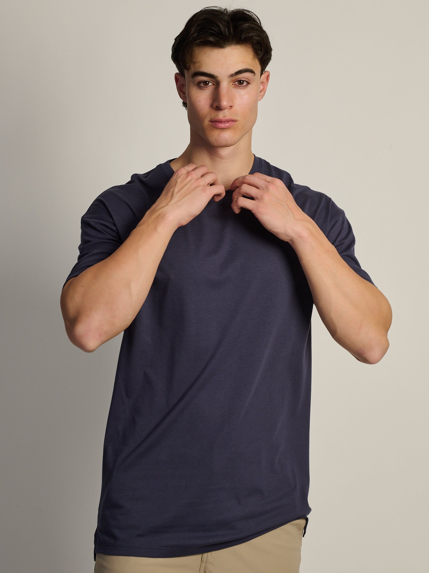 LONG FIT TEE - CHARCOAL NAVY