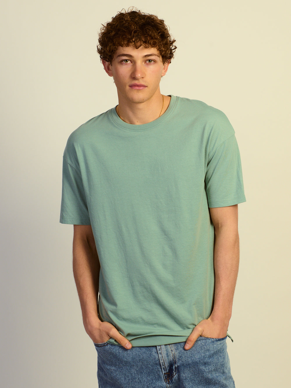 LONG FIT TEE - DUSTY GREEN