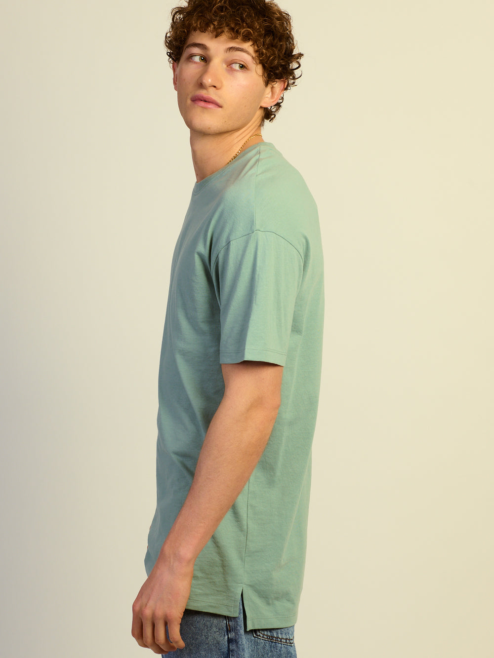 LONG FIT TEE - DUSTY GREEN