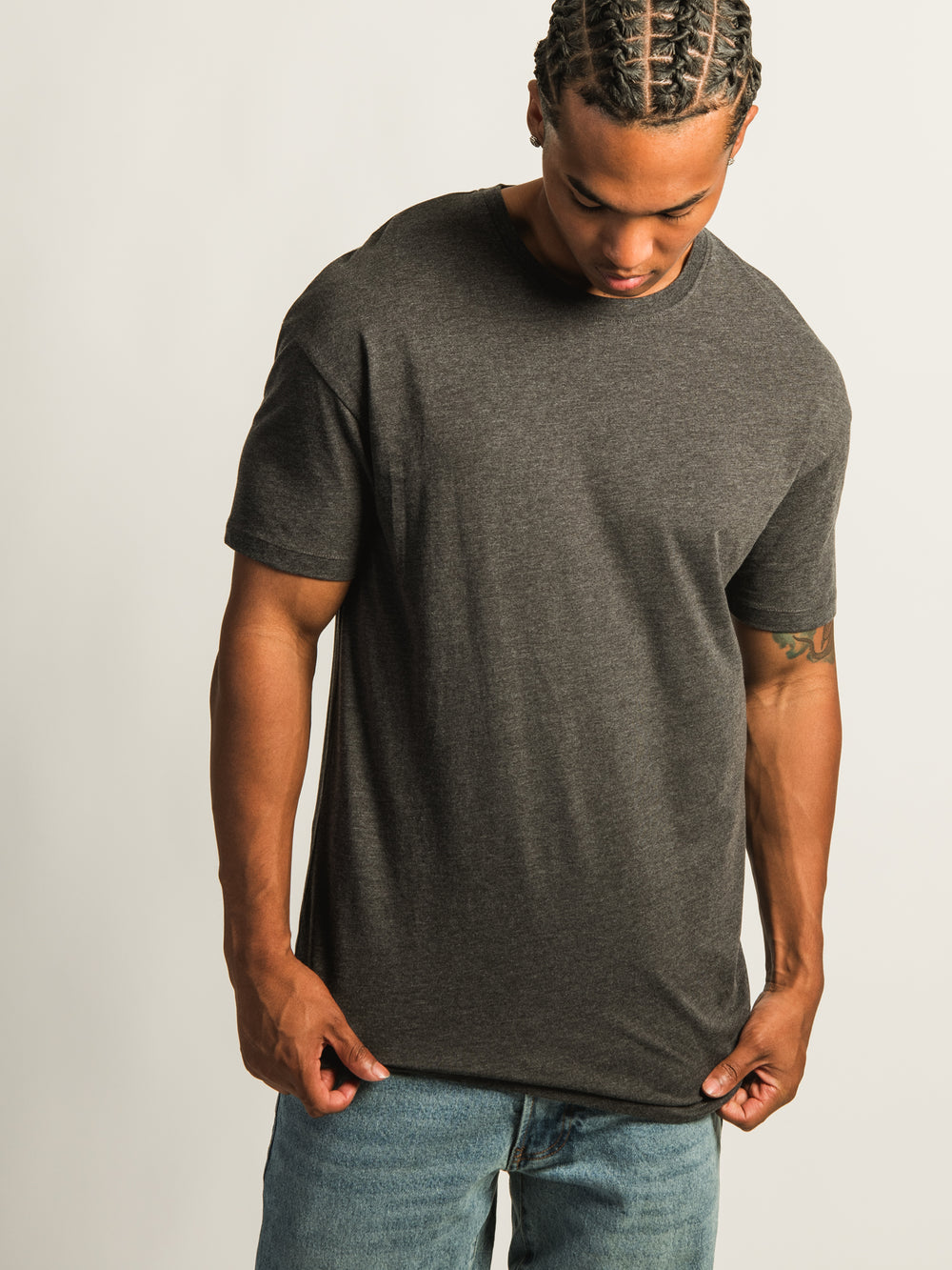 T-SHIRT LONG - GRIS FONCÉ