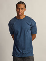 T-SHIRT COUPE LONGUE - MARINE CHINÉ