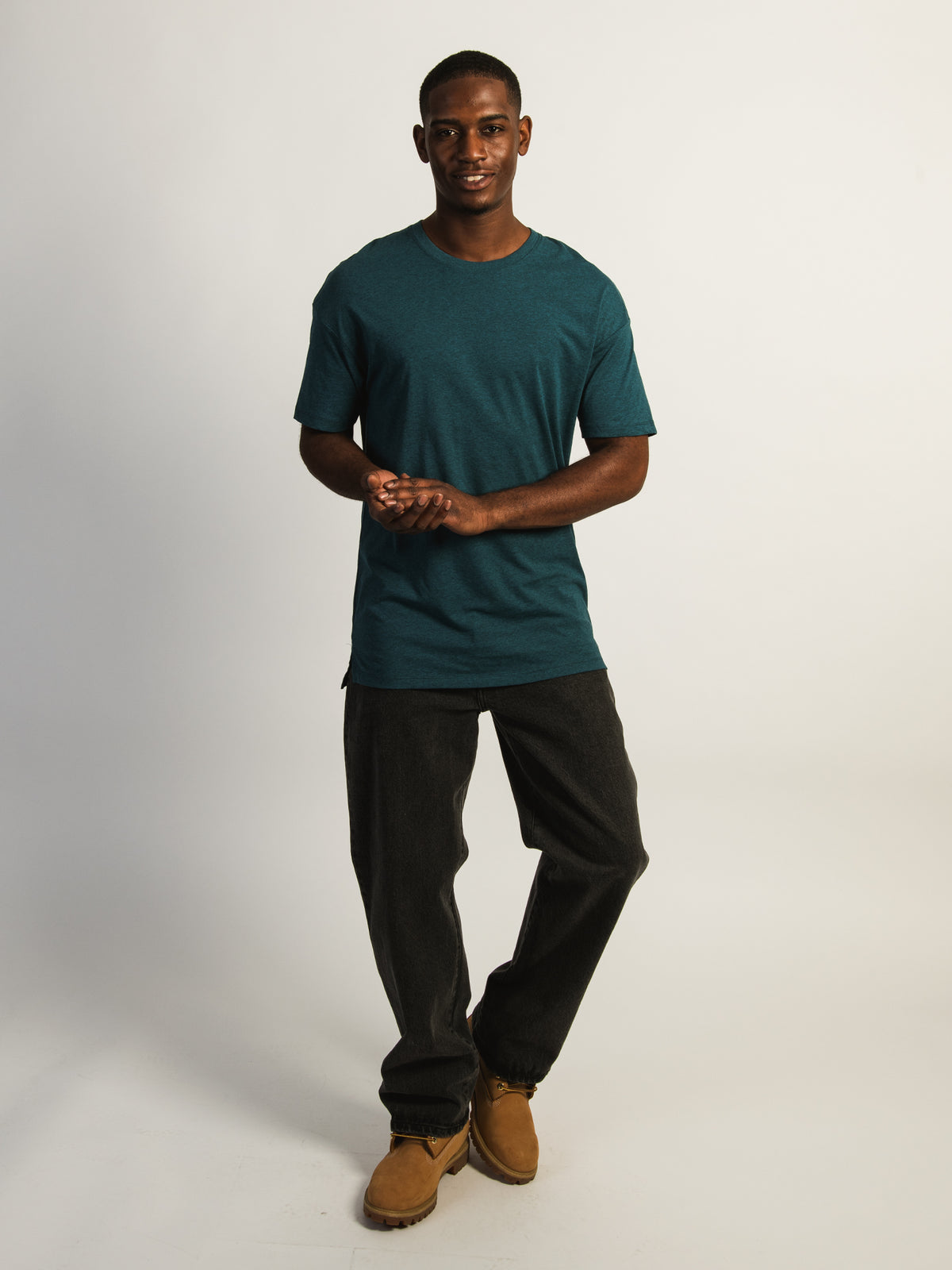 LONG FIT TEE - HEATHER TEAL