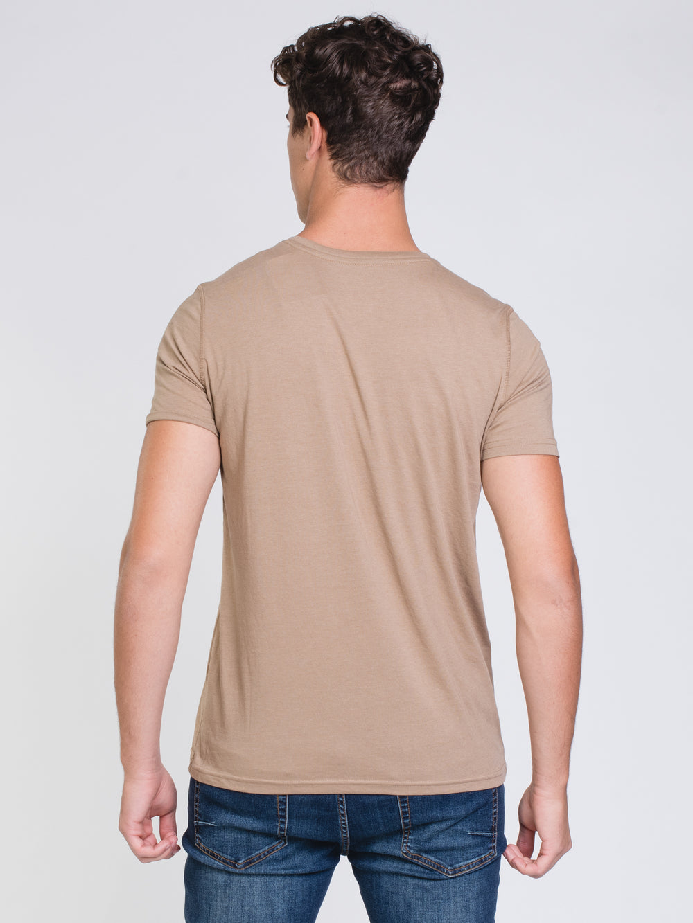 MENS VICTOR CREWNECK T - BEIGE - CLEARANCE