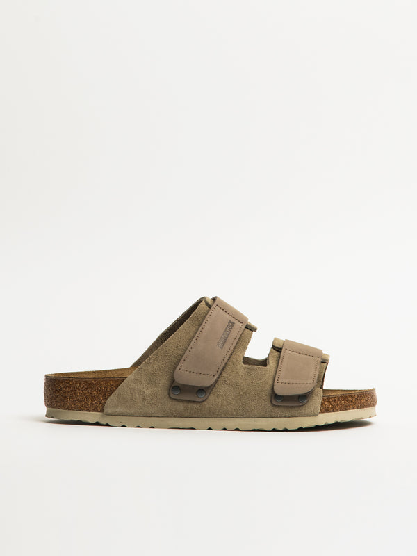 MENS BIRKENSTOCK UJI SUEDE NUBUCK SANDALS - REGULAR - TAUPE