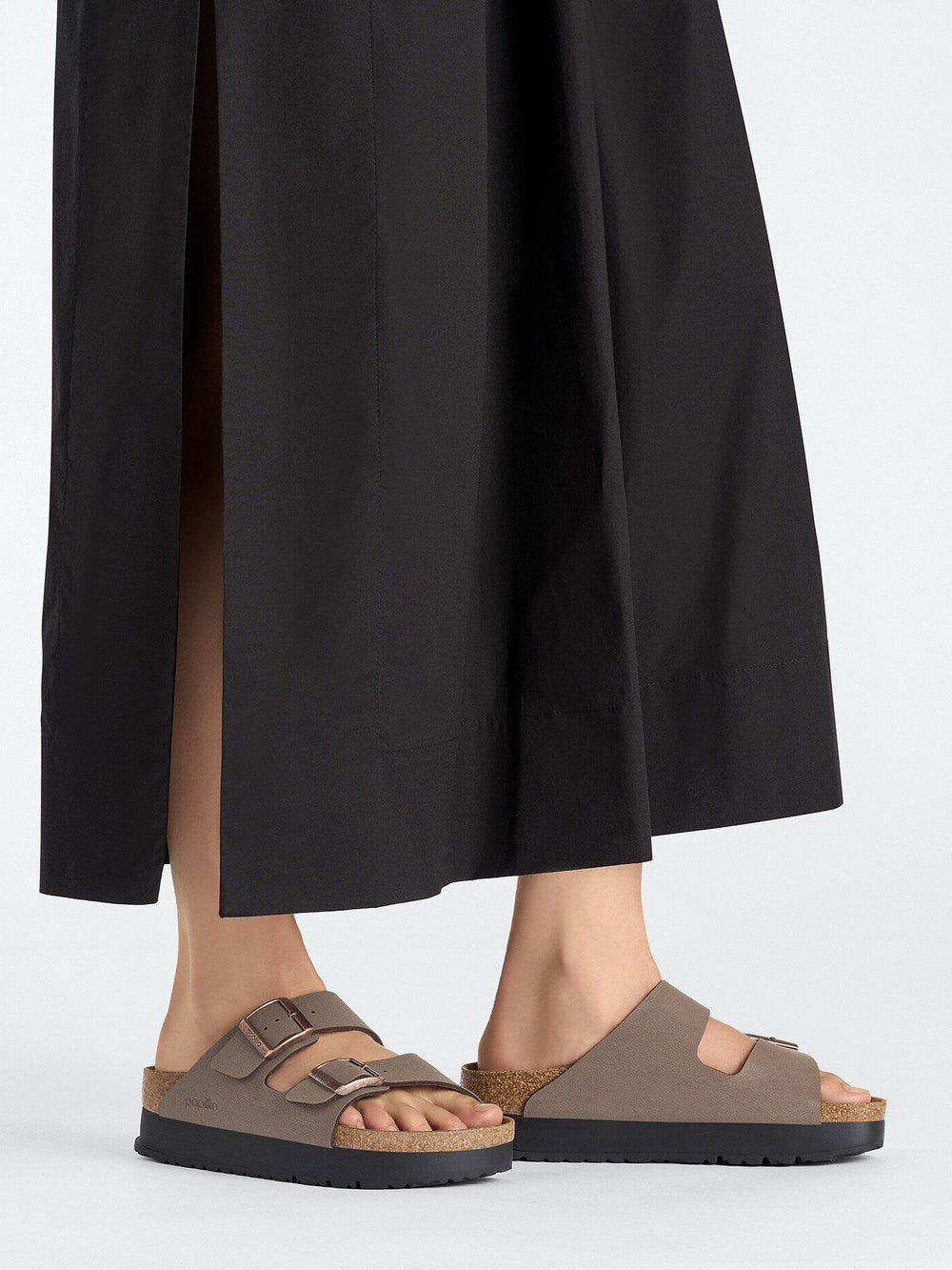 WOMENS BIRKENSTOCK ARIZONA VEGAN PLATFORM SANDALS - MEDIUM/NARROW - MOCHA