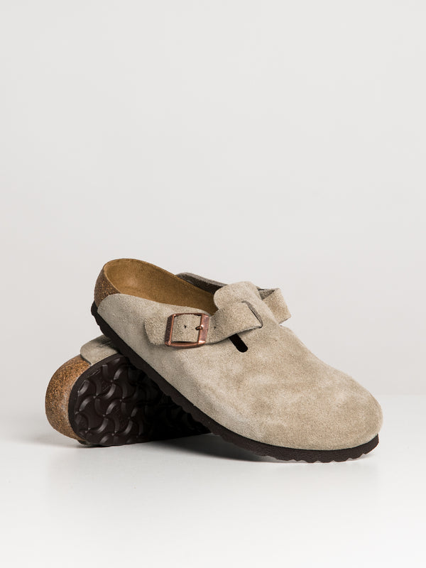 WOMENS BIRKENSTOCK BOSTON SOFT FOOTBED CLOGS - REGULAR - TAUPE
