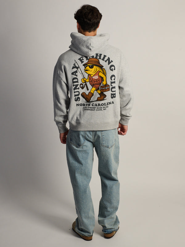 SUNDAY FISHING RELAXED FIT HOODIE - HEATHER GREY